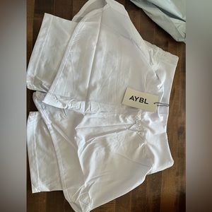 White workout shorts